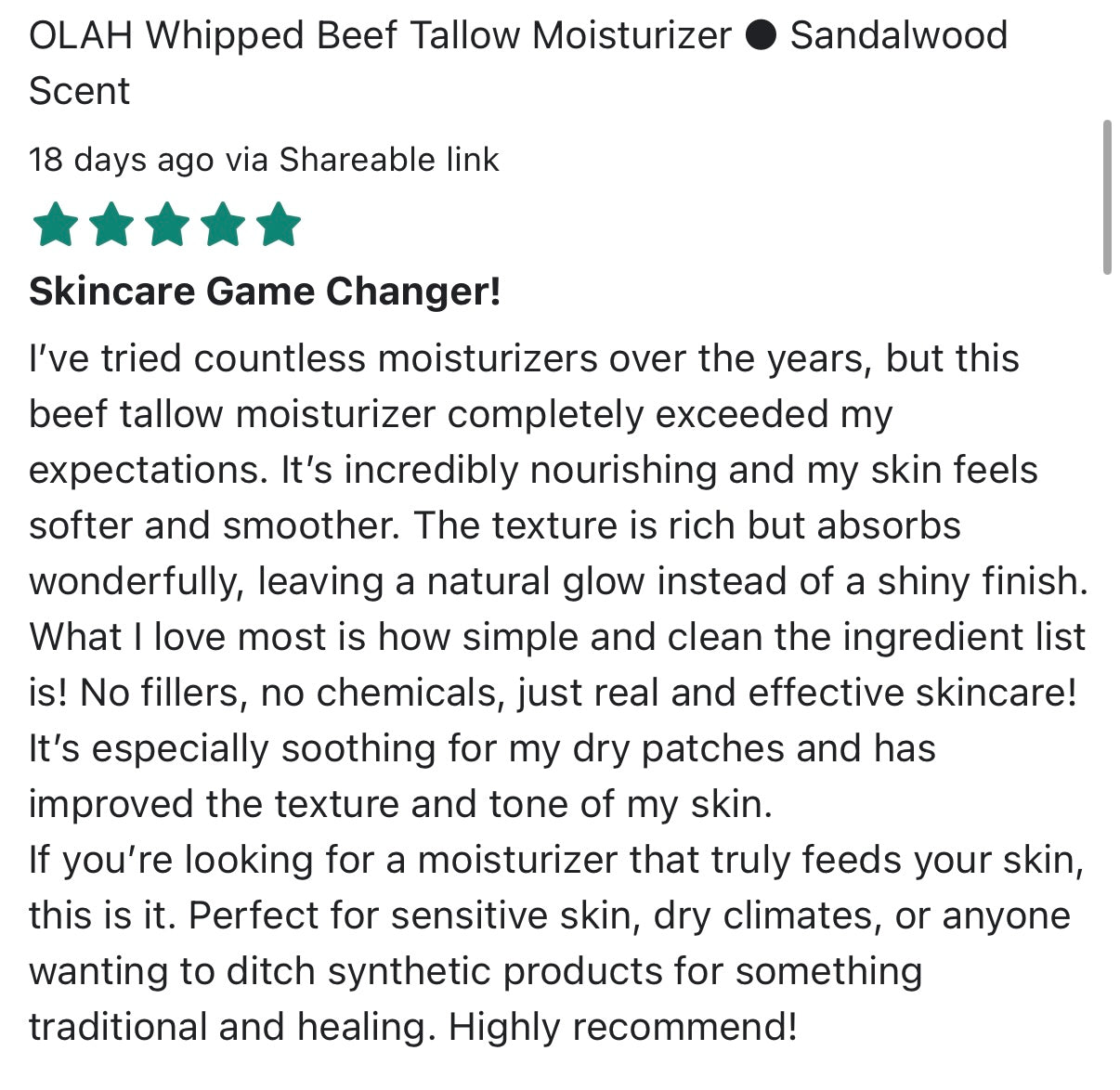 OLAH Whipped Beef Tallow Moisturizer ● Sandalwood Scent