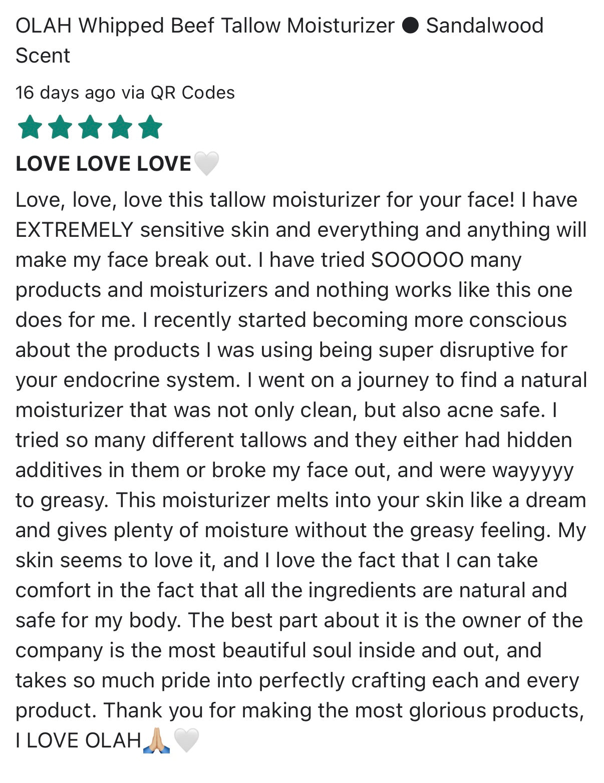OLAH Whipped Beef Tallow Moisturizer ● Sandalwood Scent